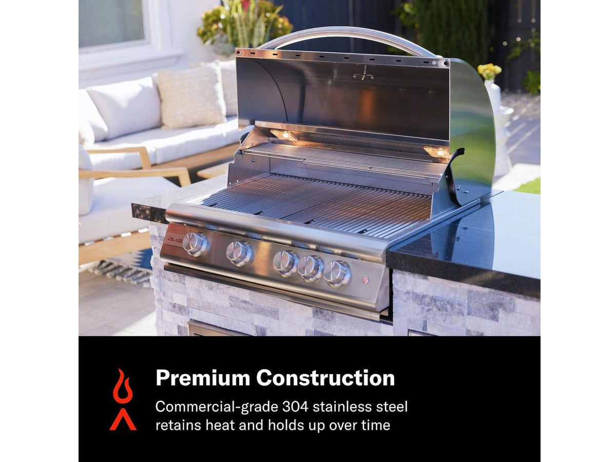 Blaze LTE+ 32-Inch 4-Burner Built-In Gas Grill with Lift-Assist Hood & Rear Infrared Burner