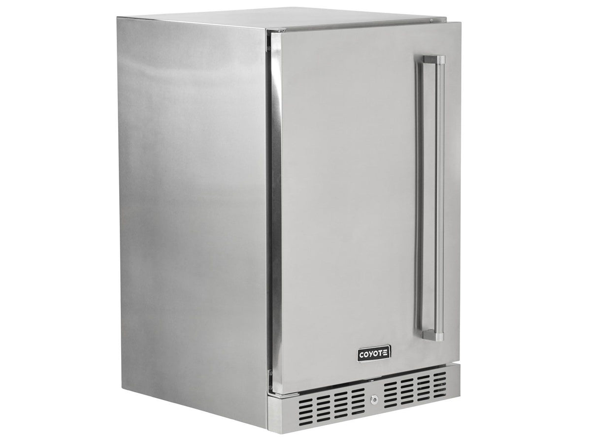 coyote 21-inch 4.1 cu. ft. left hinge outdoor rated compact refrigerator