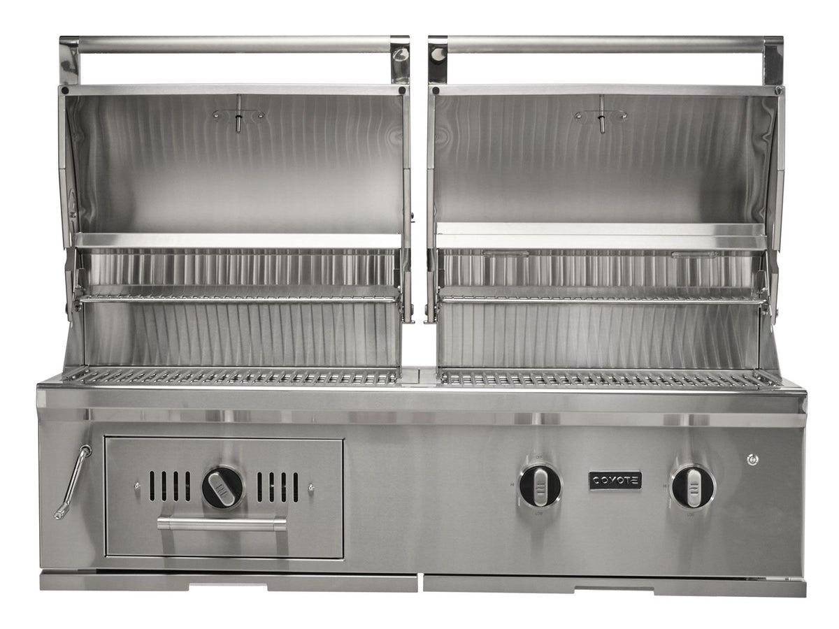 coyote 50-inch built-in gas & charcoal dual fuel hybrid grill