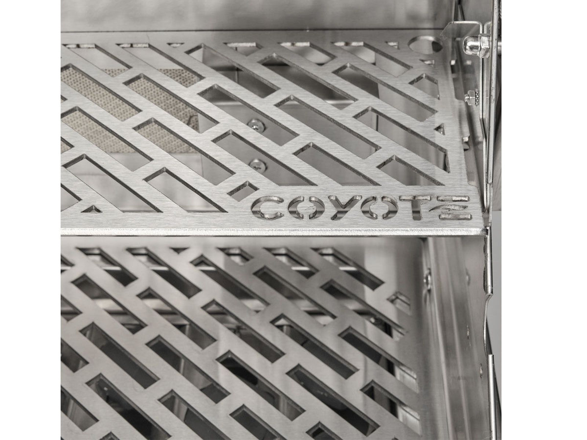 coyote sl-series 42-inch 6-burner built-in gas grill with ceramic briquettes, sear burner, infrared rear burner & rotisserie kit