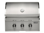 coyote 3-piece sl-series 30-inch 3-burner gas grill outdoor kitchen package with ceramic briquettes, sear burner, infrared rear burner & rotisserie kit