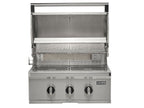 coyote sl-series 30-inch 3-burner built-in gas grill with ceramic briquettes, sear burner, infrared rear burner & rotisserie kit