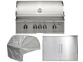 coyote 3-piece sl-series 36-inch 5-burner gas grill outdoor kitchen package with ceramic briquettes, sear burner, infrared rear burner & rotisserie kit