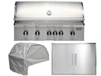 coyote 3-piece sl-series 42-inch 6-burner gas grill outdoor kitchen package with ceramic briquettes, sear burner, infrared rear burner & rotisserie kit