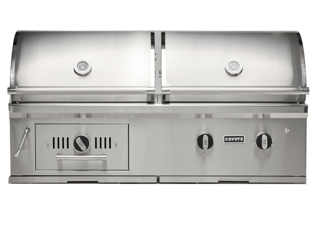 coyote 50-inch built-in gas & charcoal dual fuel hybrid grill