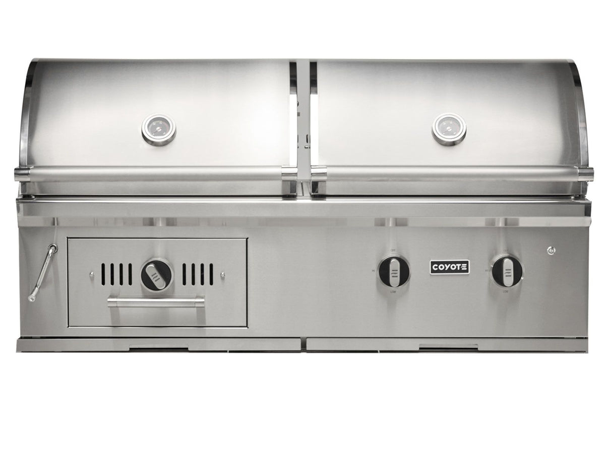 coyote 50-inch built-in gas & charcoal dual fuel hybrid grill