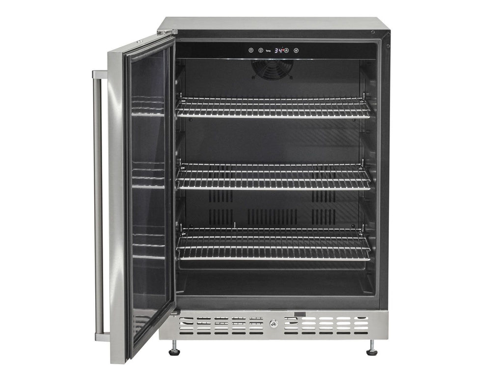 coyote 24-inch 5.5 cu. ft. reversible hinge outdoor rated compact refrigerator