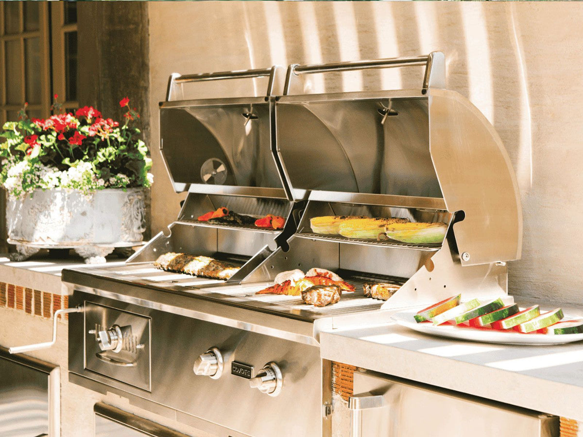 coyote 50-inch built-in gas & charcoal dual fuel hybrid grill