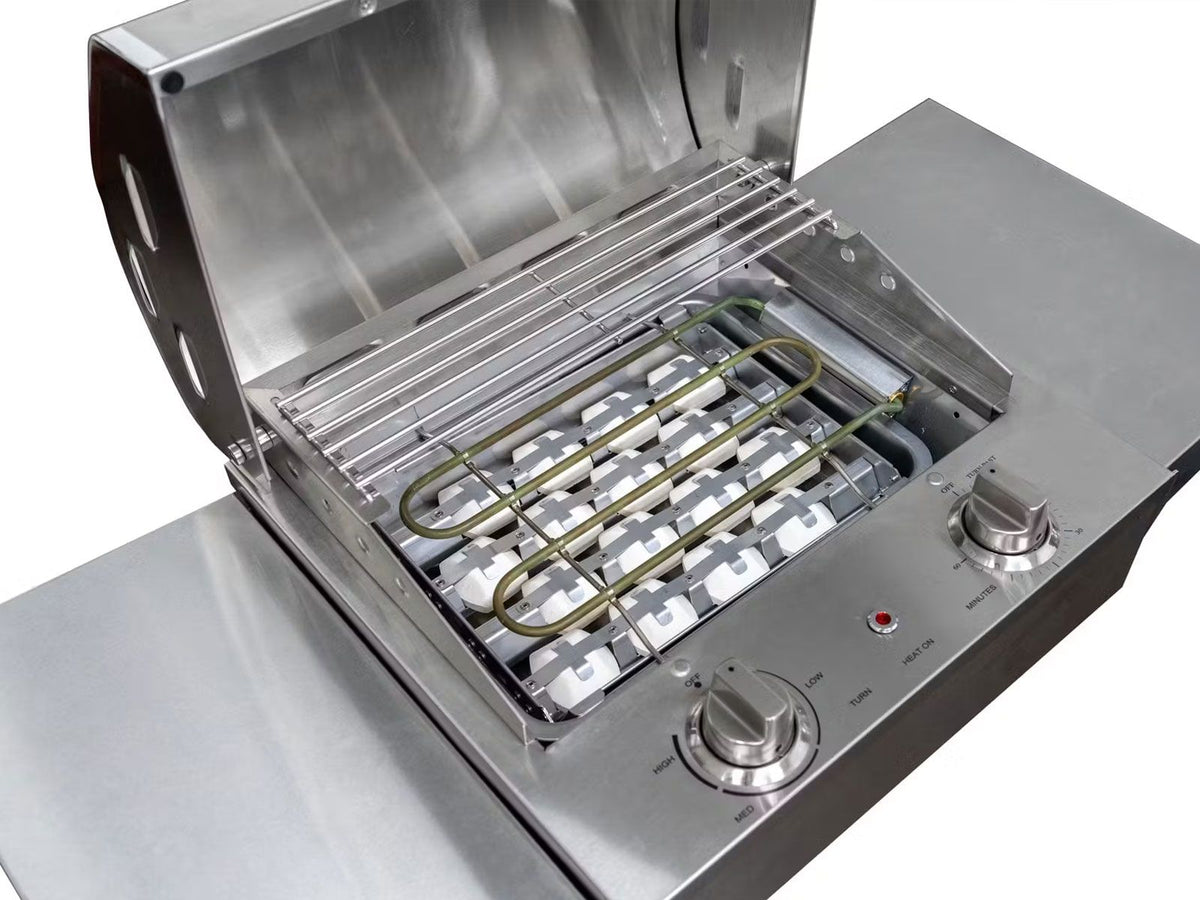 coyote 18-inch built-in / portable 1300 watt electric grill on patio post