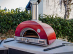 coyote 30-inch hybrid multi-fuel outdoor pizza oven - red