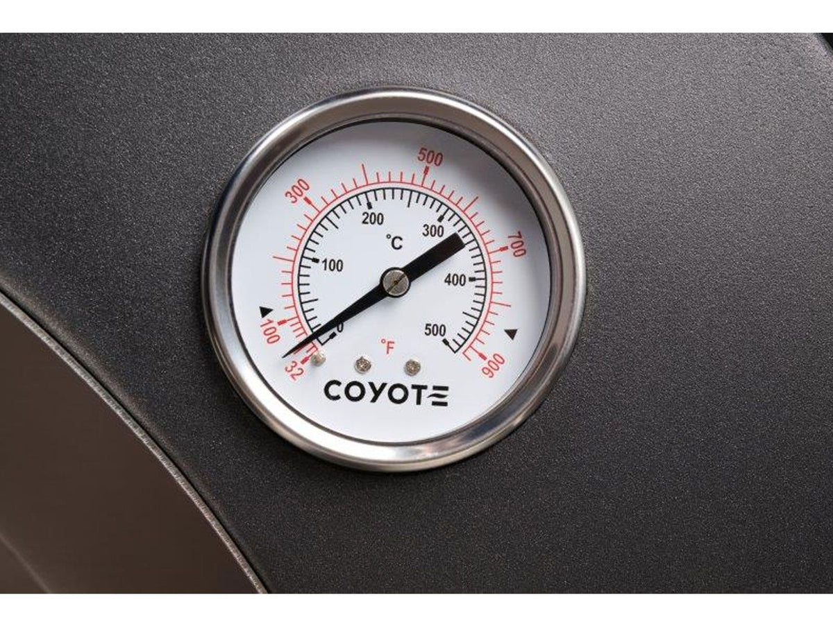 coyote 30-inch hybrid multi-fuel outdoor pizza oven - yellow