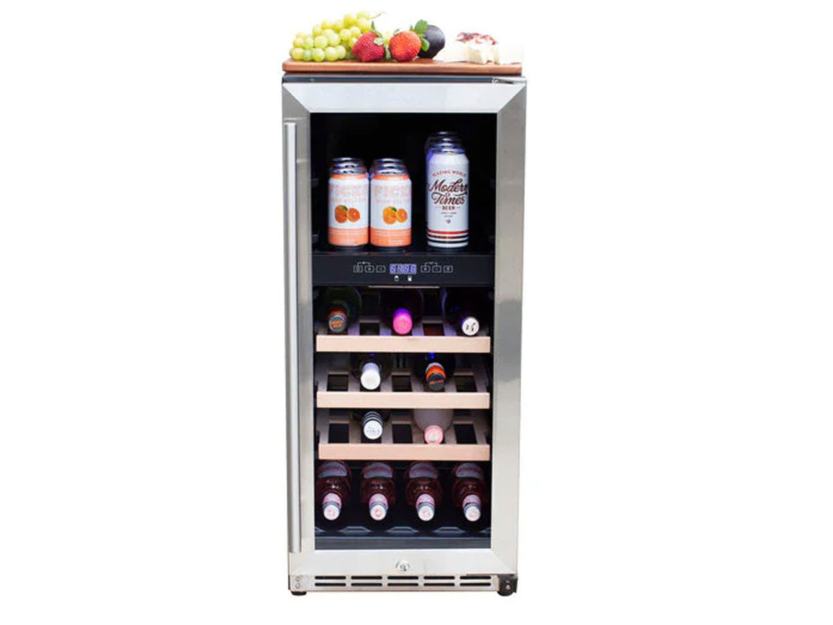 TrueFlame 15-Inch 3.2 Cu. Ft. Outdoor Rated Dual Zone Wine Cooler