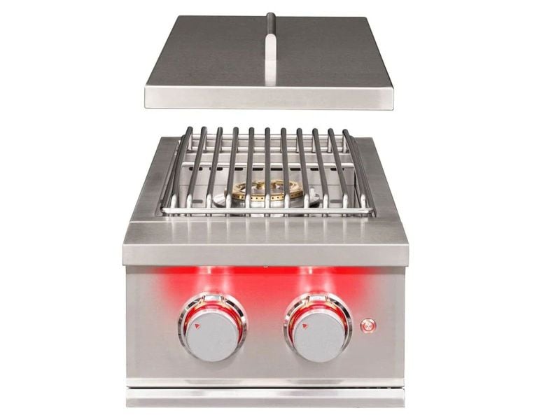 TrueFlame Built-In Double Side Burner with LED Lighting & Stainless Steel Lid